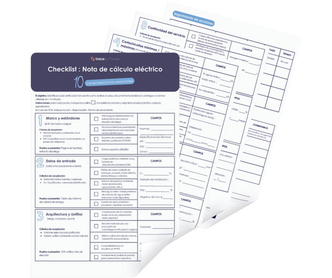 checklist note de calcul électrique ES